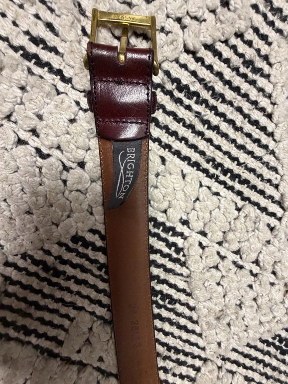 Vintage Brighton Brown Leather Belt Brass Buckle 38 Made USA Classic